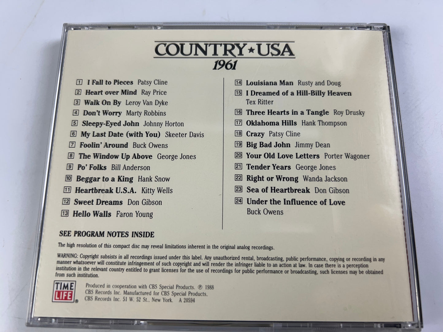 Country USA 1961 by Various Artists CD Time Life Country Music