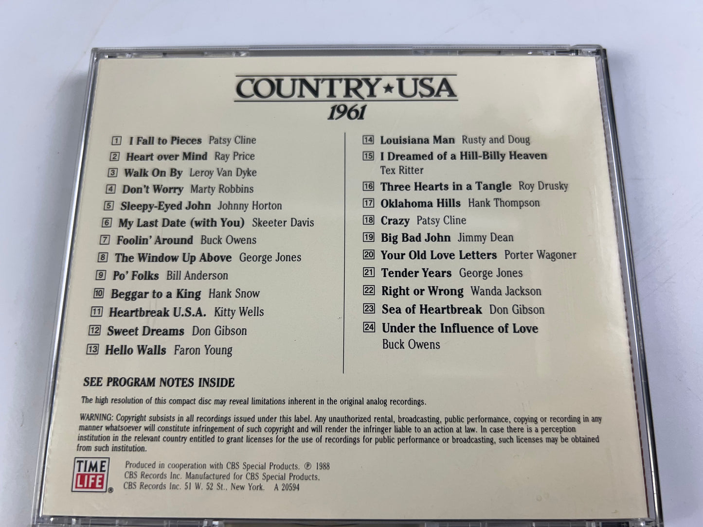 Country USA 1961 by Various Artists CD Time Life Country Music