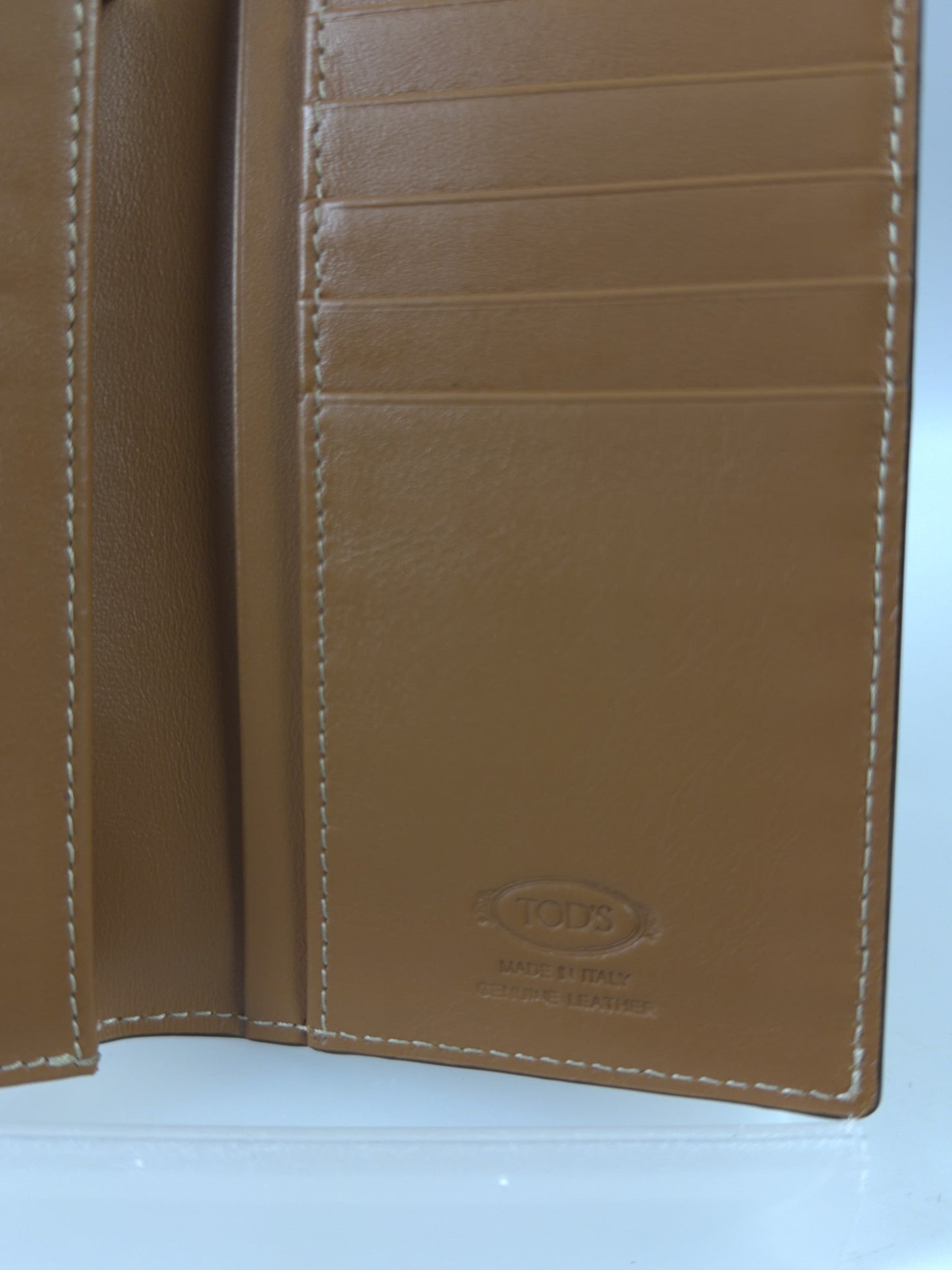 TOD'S Long Wallet Navy Brown Flap Wallet