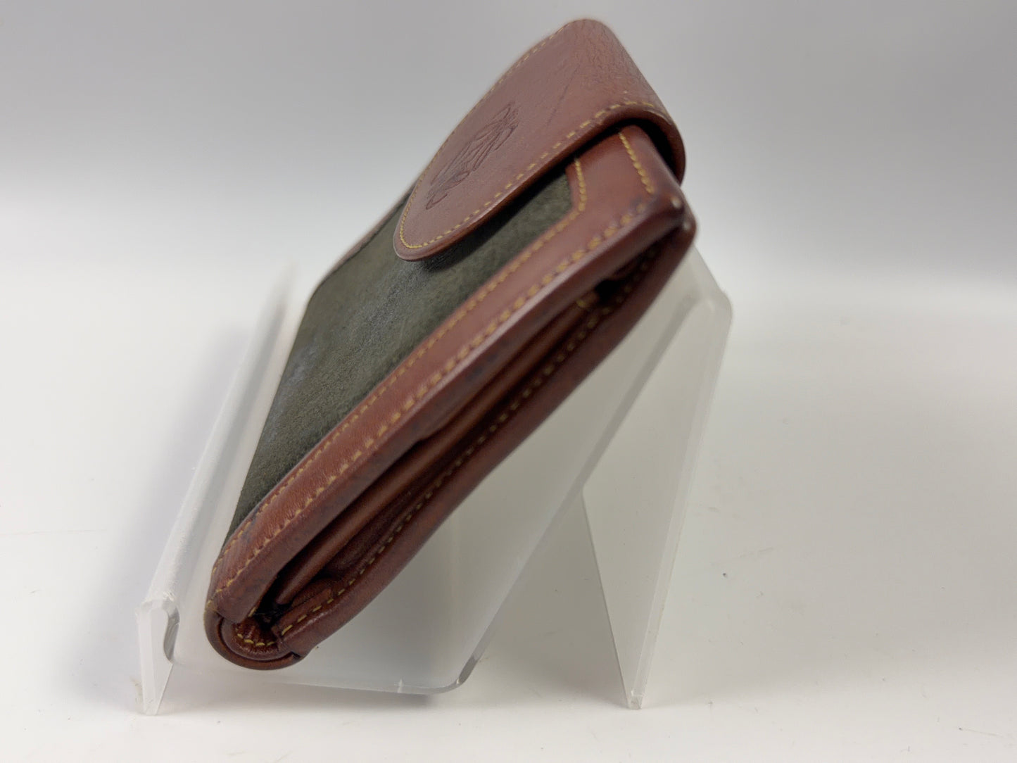 Loewe Brown Hard Suede Leather Bifold Anagram Logo 2-Sided Bifold Wallet