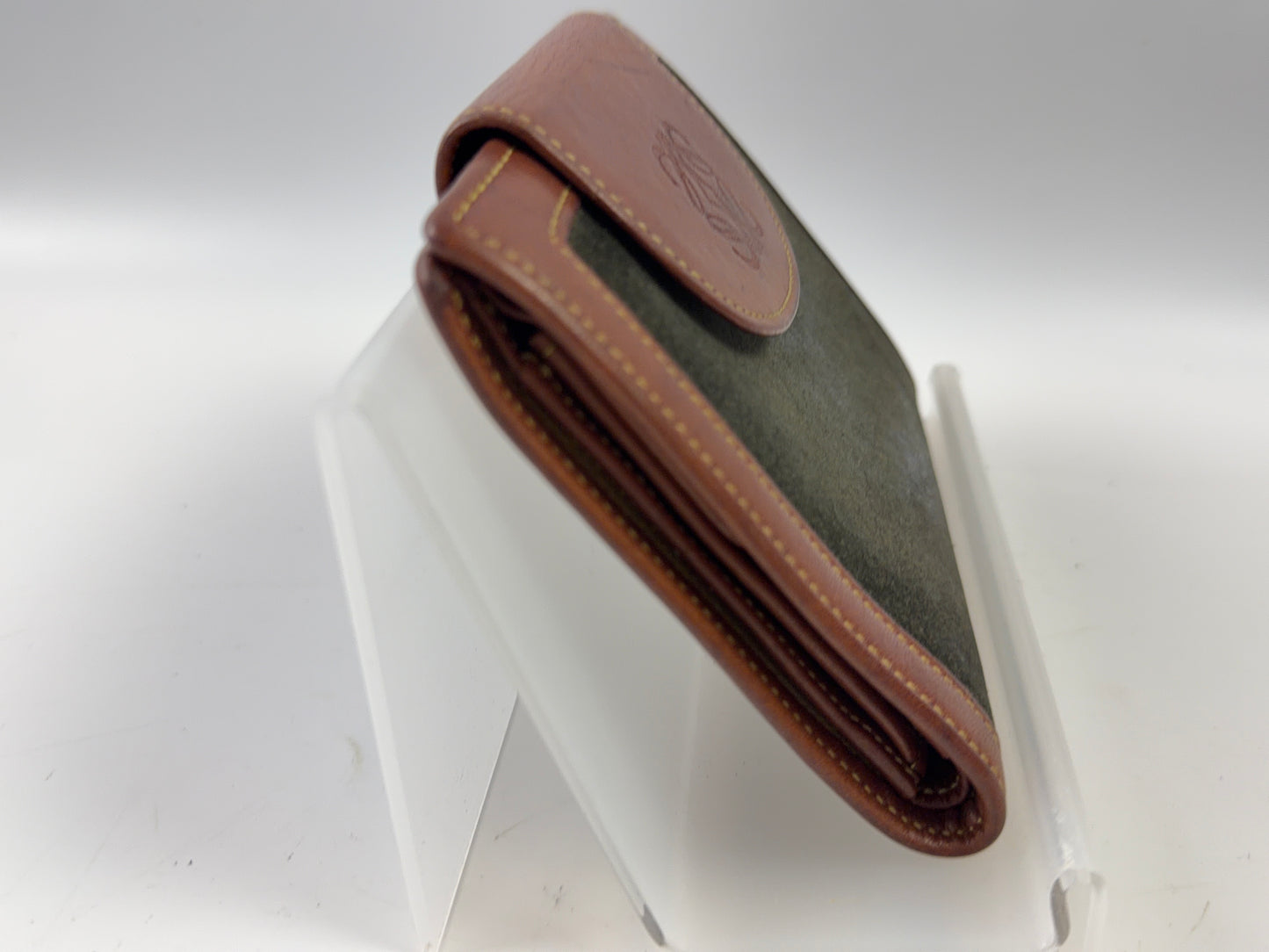 Loewe Brown Hard Suede Leather Bifold Anagram Logo 2-Sided Bifold Wallet