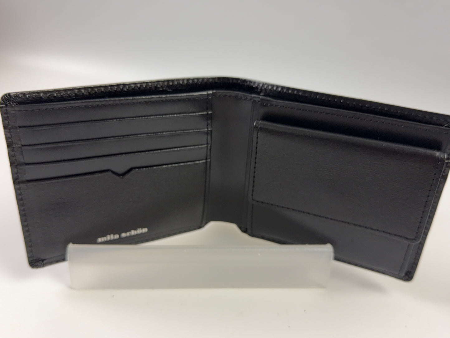 Mila Schon Black Leather Bi Fold Wallet