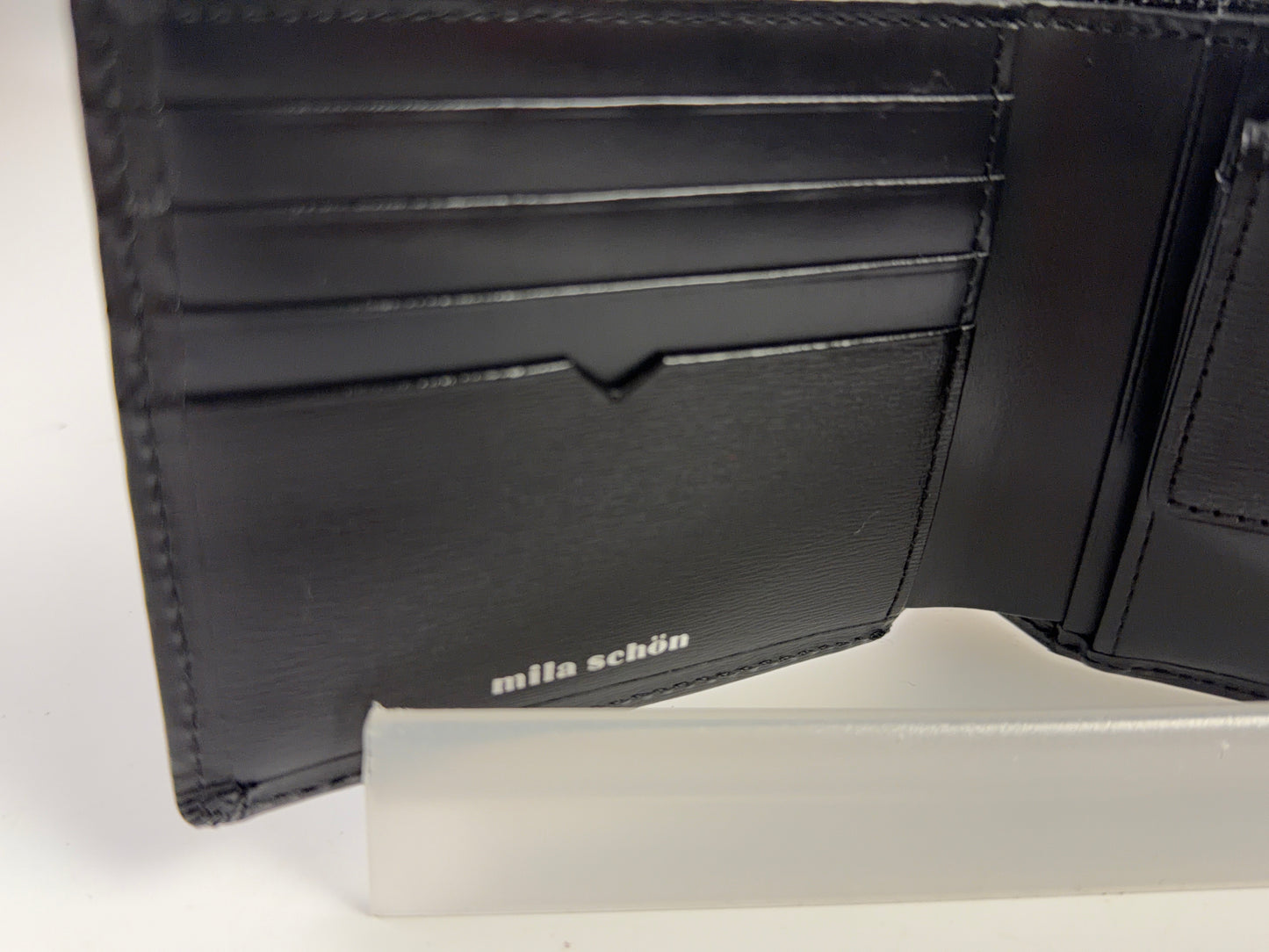 Mila Schon Black Leather Bi Fold Wallet