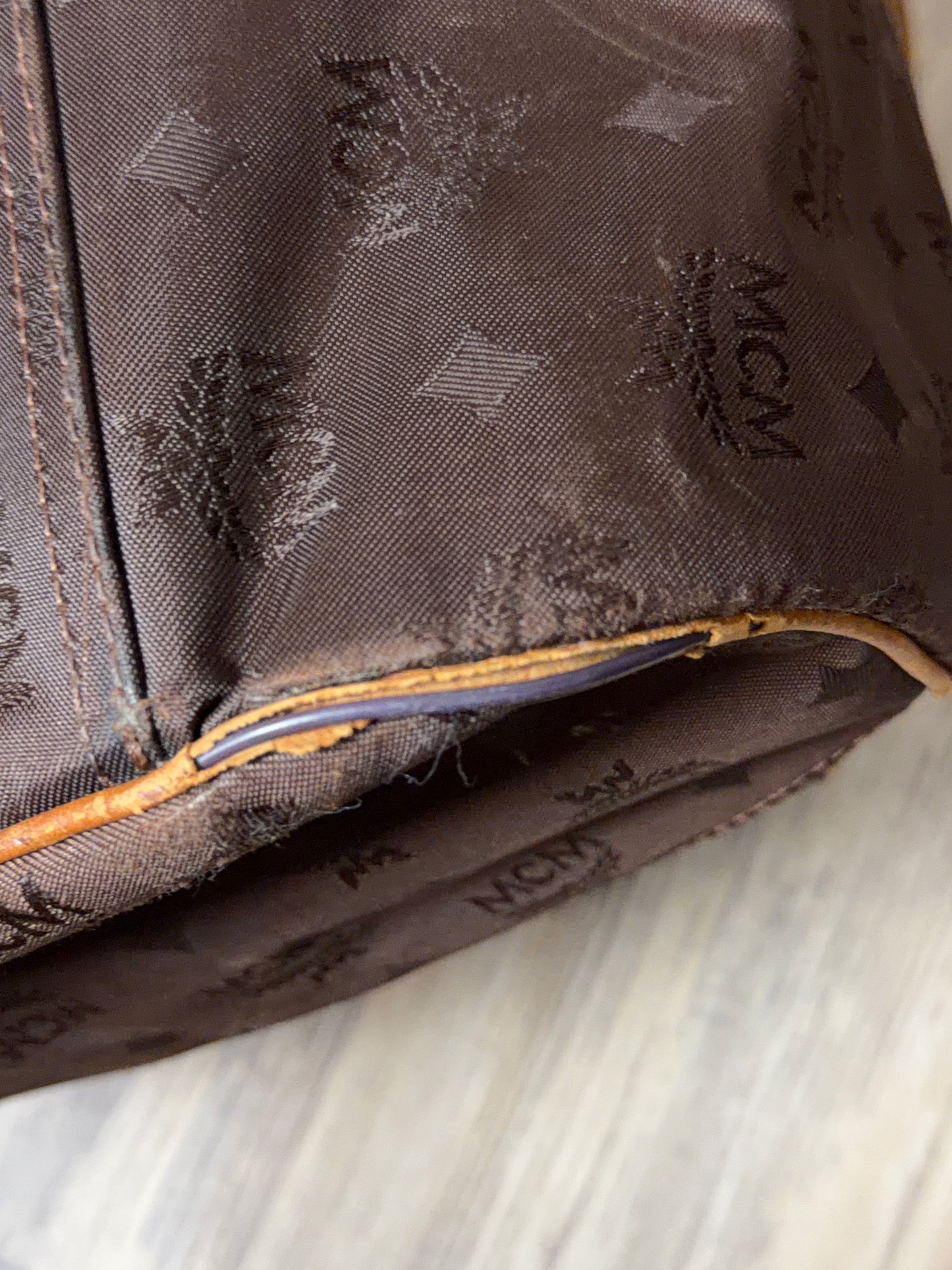 MCM Munchen Brown Canvas Leather Large Duffle Weekender Travel Bag