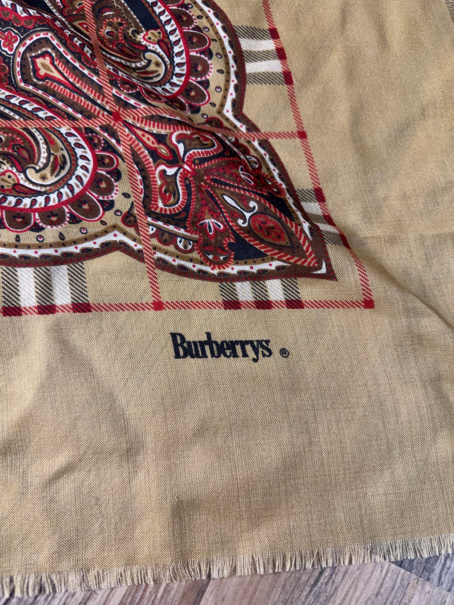 Burberrys Vintage Large Wool/Silk Scarf Shawl Wrap 52x52 in