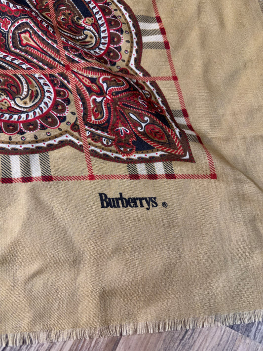 Burberrys Vintage Large Wool/Silk Scarf Shawl Wrap 52x52 in