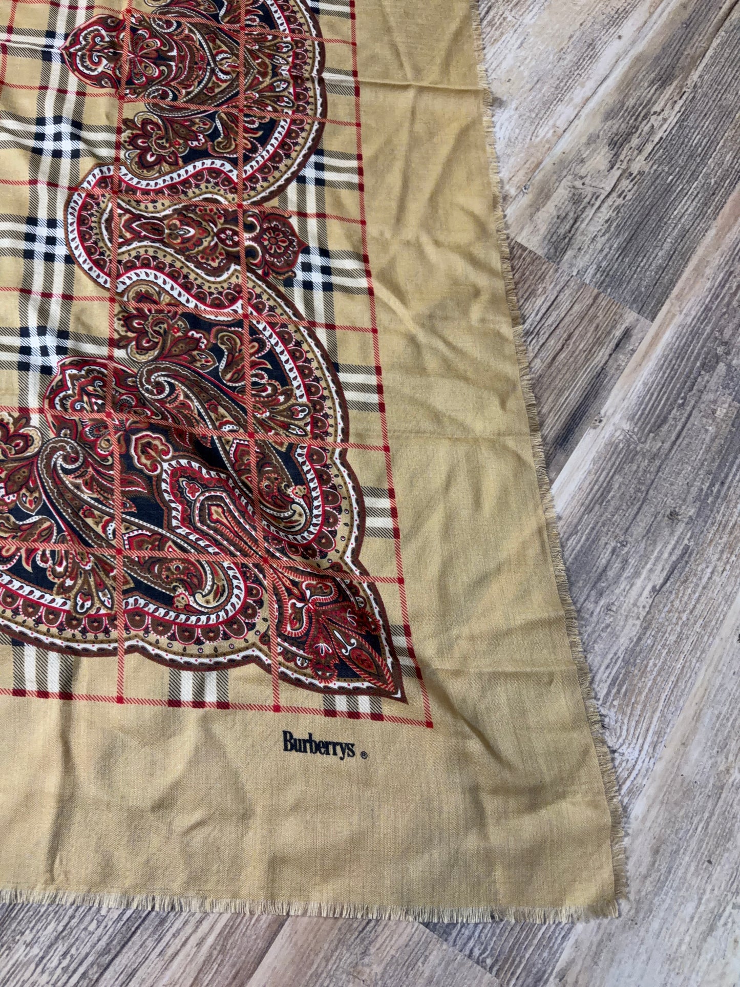 Burberrys Vintage Large Wool/Silk Scarf Shawl Wrap 52x52 in