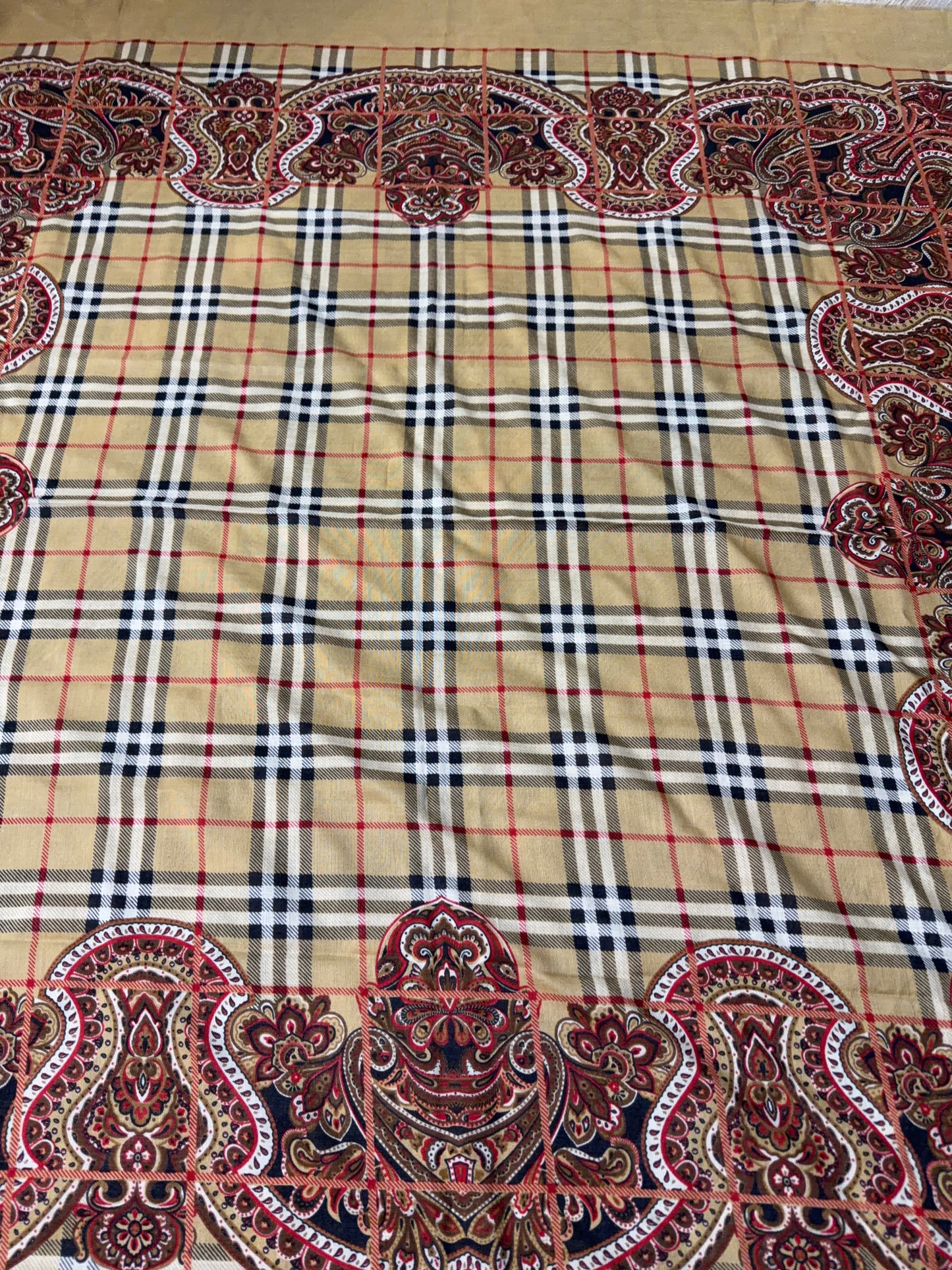 Burberrys Vintage Large Wool/Silk Scarf Shawl Wrap 52x52 in