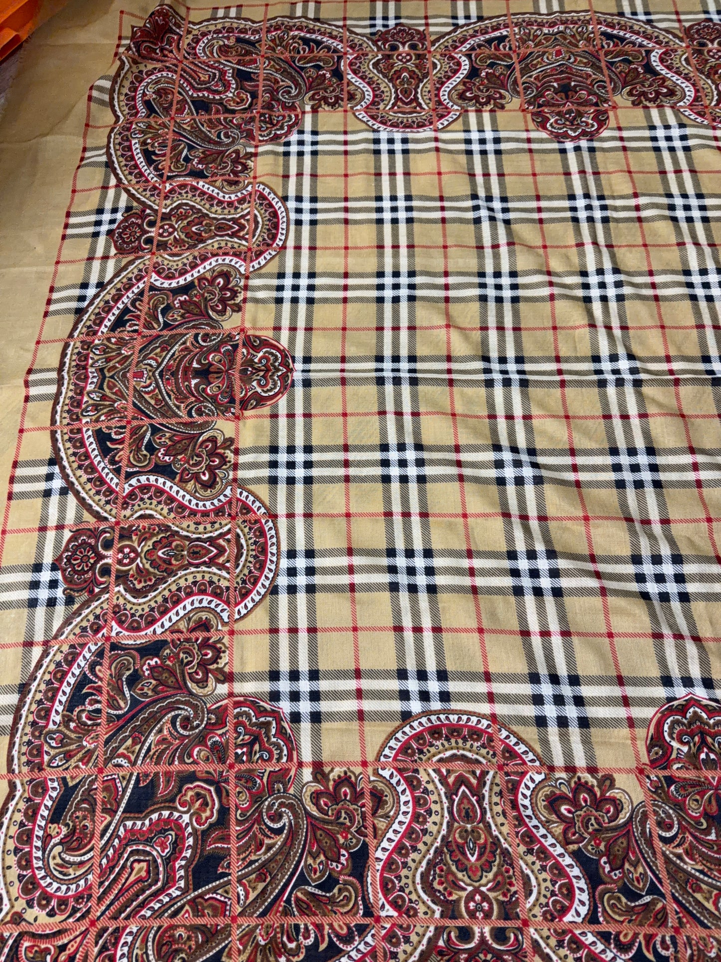 Burberrys Vintage Large Wool/Silk Scarf Shawl Wrap 52x52 in