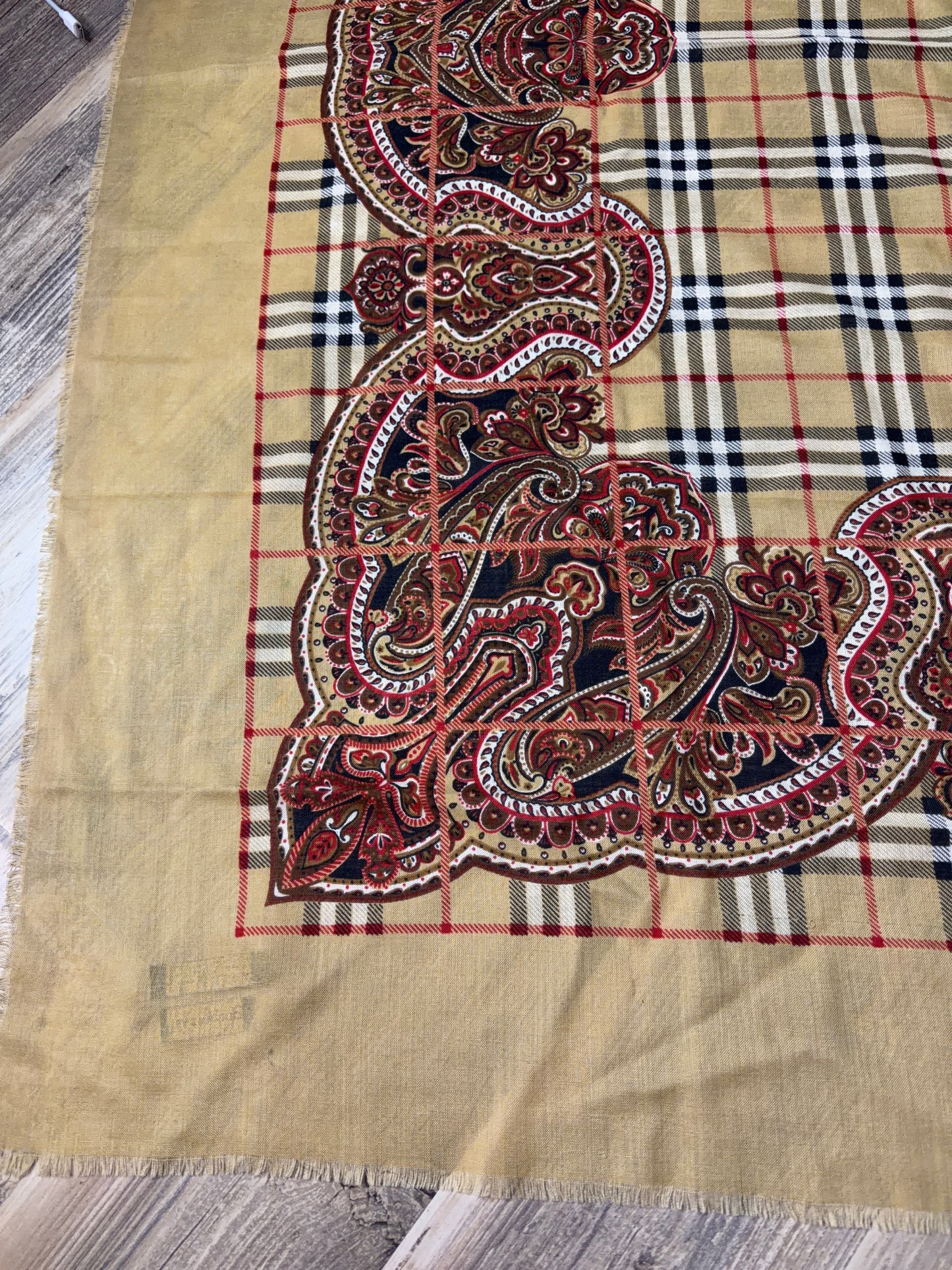 Burberrys Vintage Large Wool/Silk Scarf Shawl Wrap 52x52 in