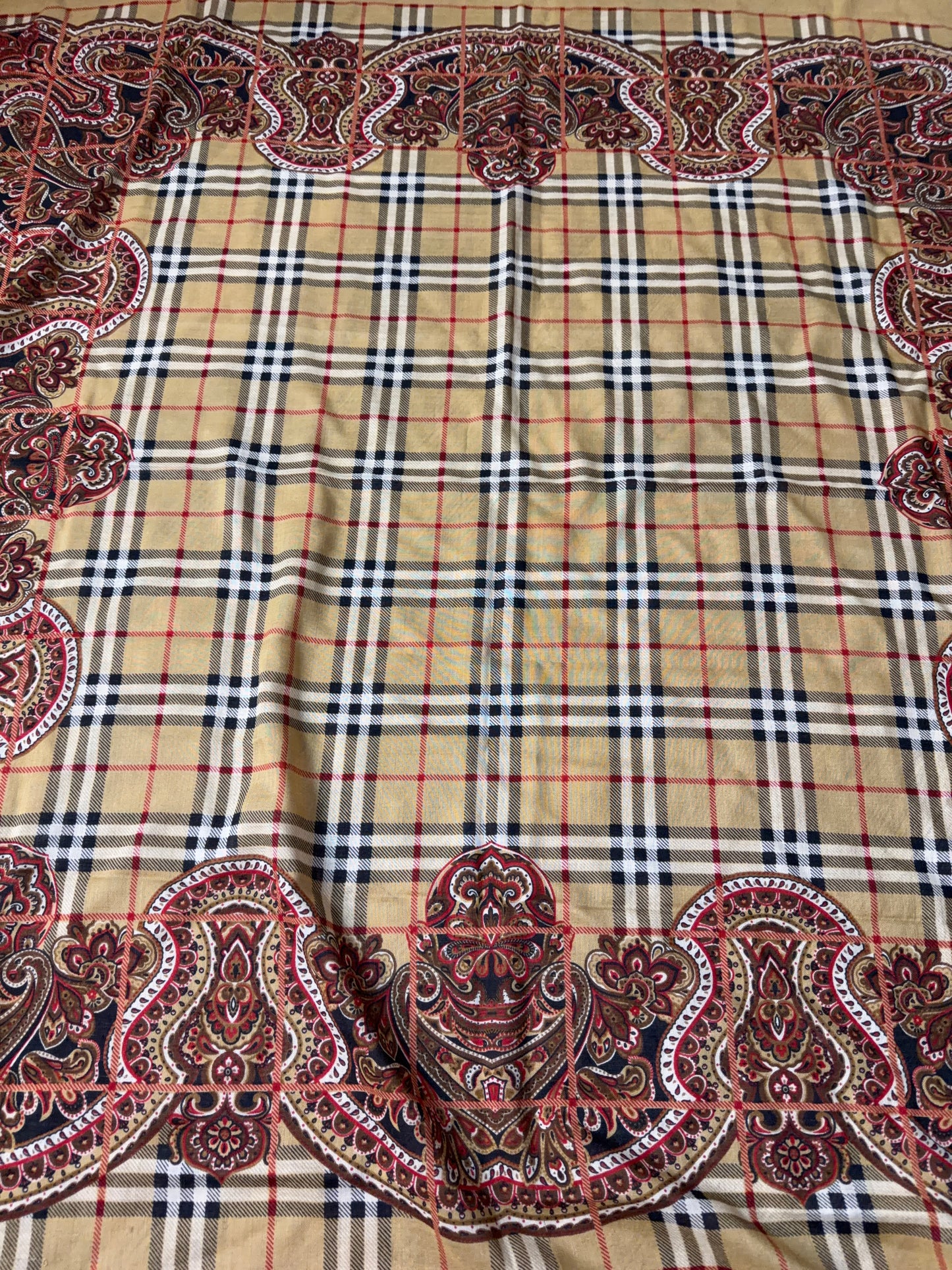 Burberrys Vintage Large Wool/Silk Scarf Shawl Wrap 52x52 in