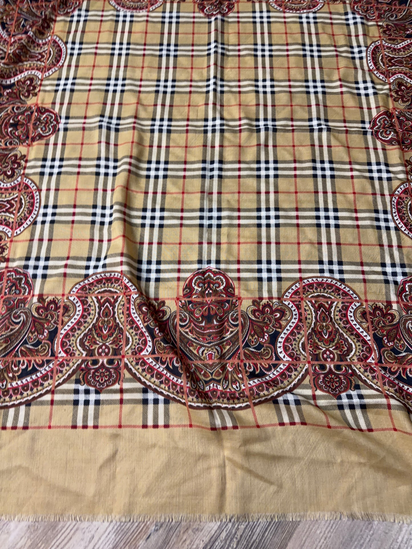 Burberrys Vintage Large Wool/Silk Scarf Shawl Wrap 52x52 in