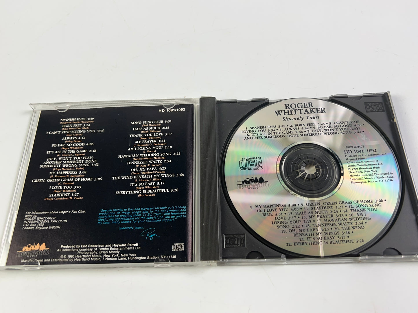 Sincerely Yours by Roger Whittaker - Music CD - Roger Whittaker