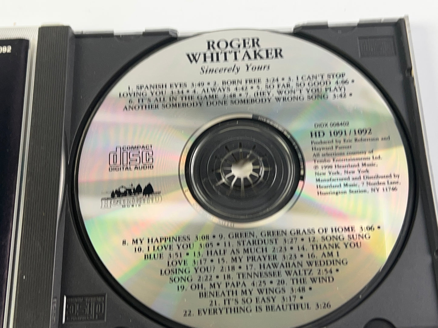 Sincerely Yours by Roger Whittaker - Music CD - Roger Whittaker