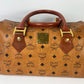 Authentic MCM Visetos Leather Vintage 2Way Travel Boston Bag Cognac 4777K