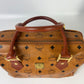 Authentic MCM Visetos Leather Vintage 2Way Travel Boston Bag Cognac 2183R