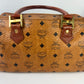 Authentic MCM Visetos Leather Vintage 2Way Travel Boston Bag Cognac 2183R