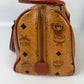 Authentic MCM Visetos Leather Vintage 2Way Travel Boston Bag Cognac 2183R