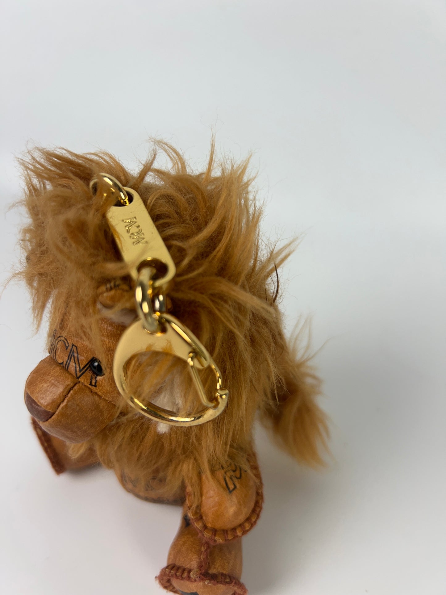 MCM Lion Keychain Visetos Cognac