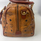 Authentic MCM Visetos Leather Vintage 2Way Travel Boston Bag Cognac 8997W