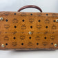 Authentic MCM Visetos Leather Vintage 2Way Travel Boston Bag Cognac 8997W