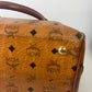 Authentic MCM Visetos Leather Vintage 2Way Travel Boston Bag Cognac 8997W