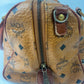 Authentic MCM Visetos Leather Vintage 2Way Travel Boston Bag Cognac 9428A