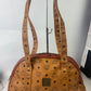 MCM Visetos Leather Vintage Half Moon Shoulder Travel Bag Cognac 3386H