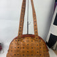 MCM Visetos Leather Vintage Half Moon Shoulder Travel Bag Cognac 3386H