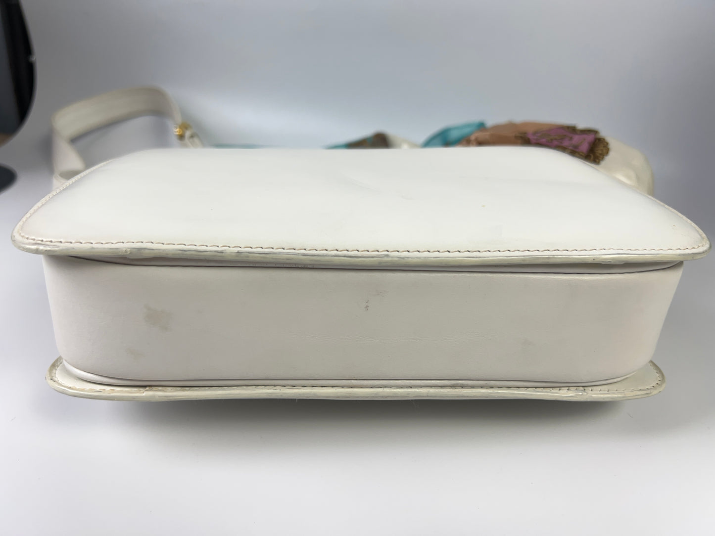 CELINE White Shoulder Bag w/Flip lock Vintage EUC