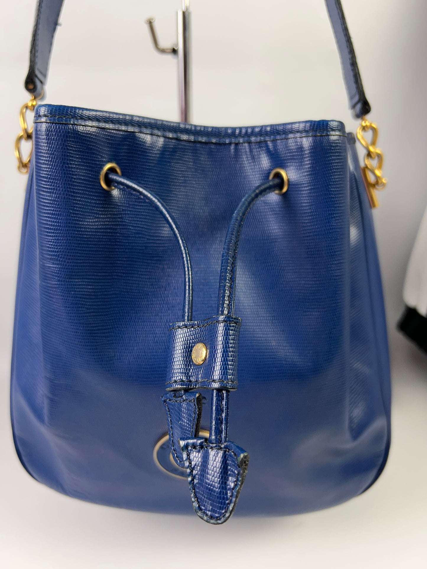 CELINE Blue Bucket Bag Shoulder Bag EUC