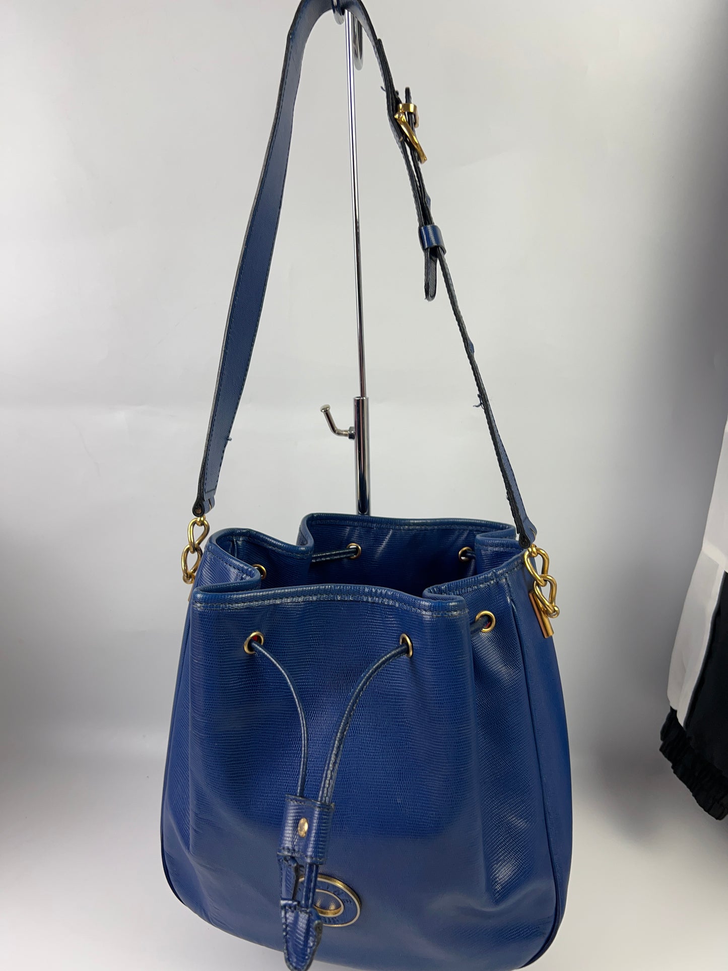 CELINE Blue Bucket Bag Shoulder Bag EUC