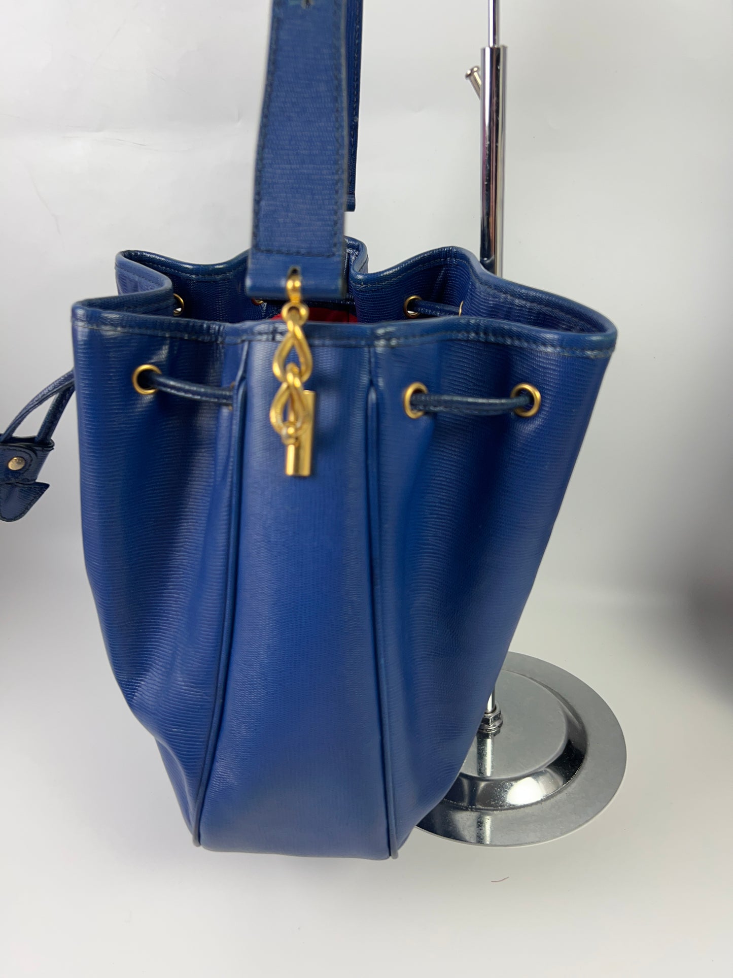 CELINE Blue Bucket Bag Shoulder Bag EUC