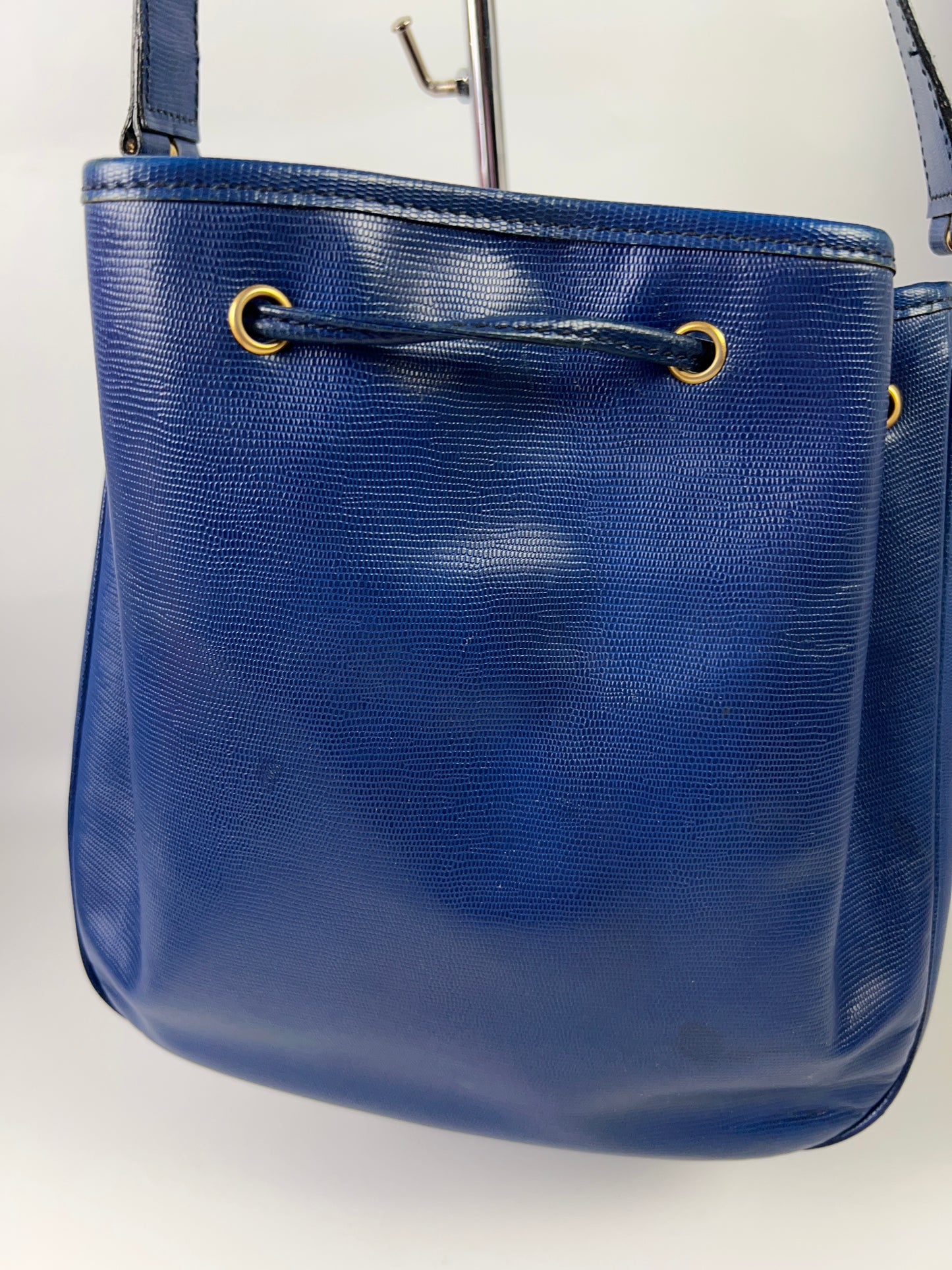 CELINE Blue Bucket Bag Shoulder Bag EUC