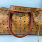 Authentic MCM Visetos Leather 2Way Travel Duffle Bag Brown 8682M w/Custom Strap