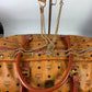 Authentic MCM Visetos Leather 2Way Travel Duffle Bag Brown 8682M w/Custom Strap