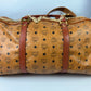 Authentic MCM Visetos Leather 2Way Travel Duffle Bag Brown 8682M w/Custom Strap