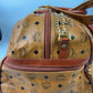 Authentic MCM Visetos Leather 2Way Travel Duffle Bag Brown 8682M w/Custom Strap