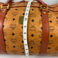 Authentic MCM Visetos Leather 2Way Travel Duffle Bag Brown 8682M w/Custom Strap