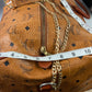 Authentic MCM Visetos Leather 2Way Travel Duffle Bag Brown Z0164 w/Custom Strap