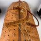 Authentic MCM Visetos Leather 2Way Travel Duffle Bag Brown Z0164 w/Custom Strap