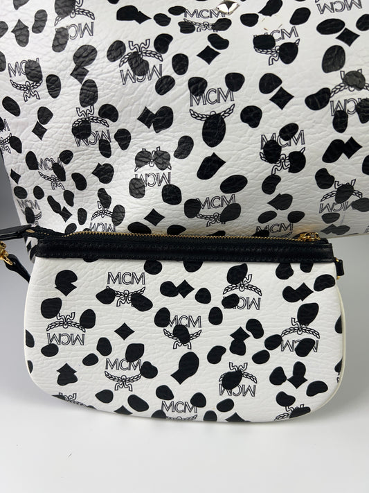 MCM + Loveless Tote & 2nd Bag Black & White Visetos