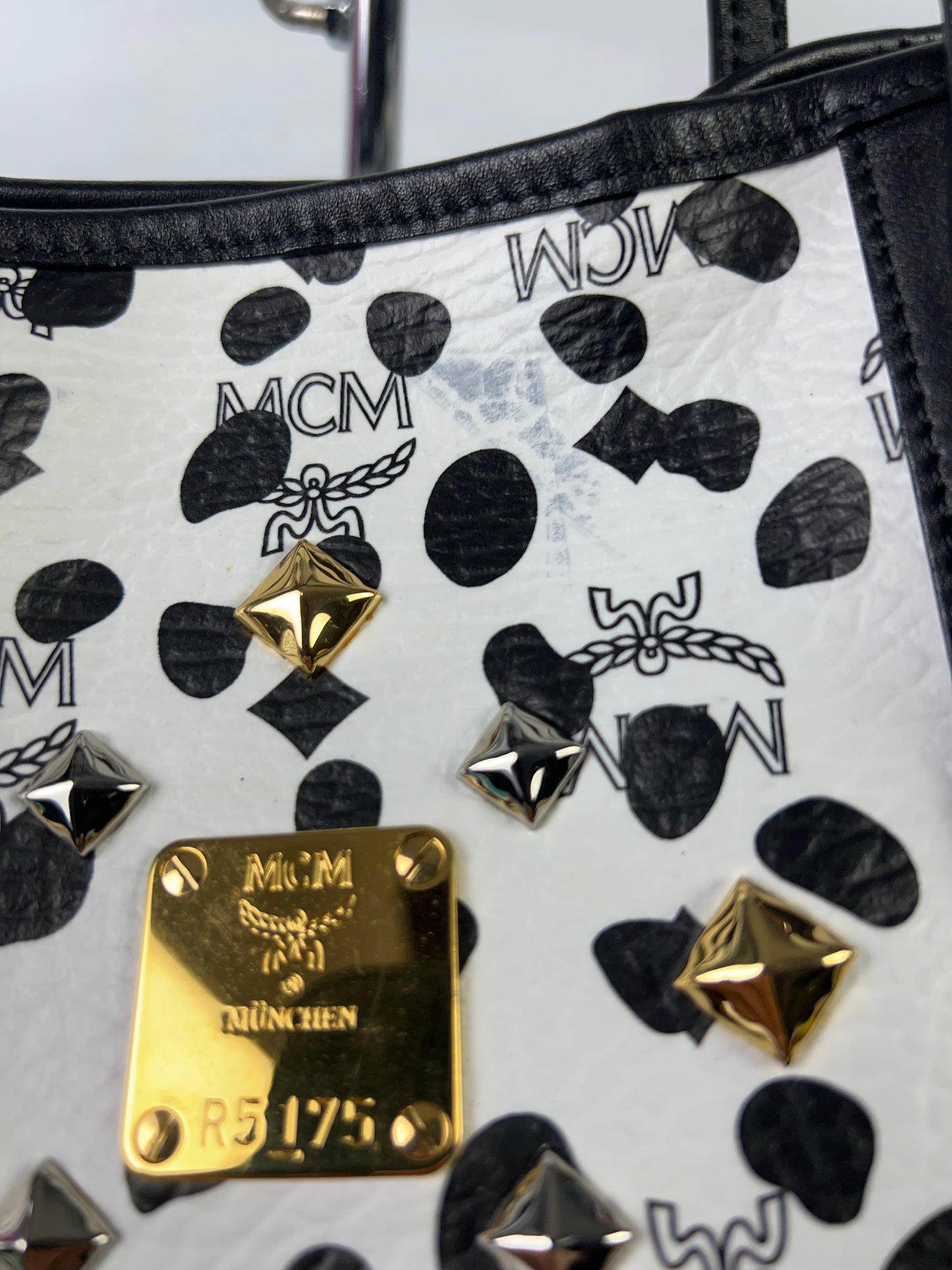 MCM + Loveless Tote & 2nd Bag Black & White Visetos