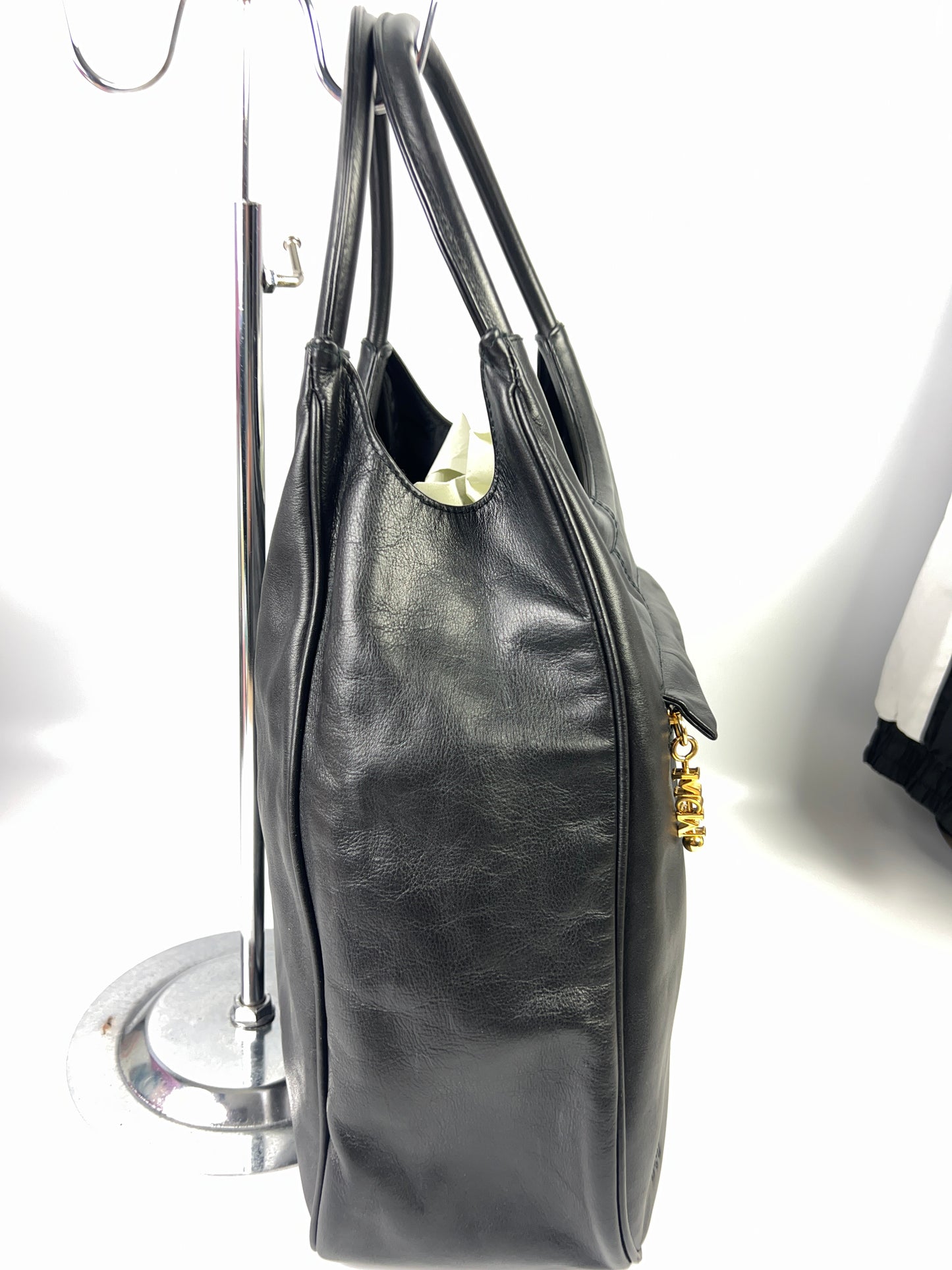 MCM 2WAY Shoulder Bag Handbag Women's Black Leather