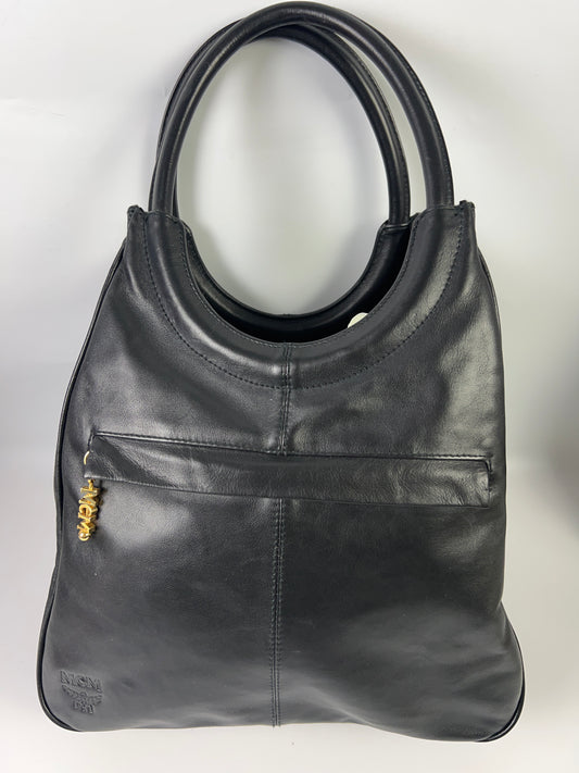 MCM 2WAY Shoulder Bag Handbag Women's Black Leather