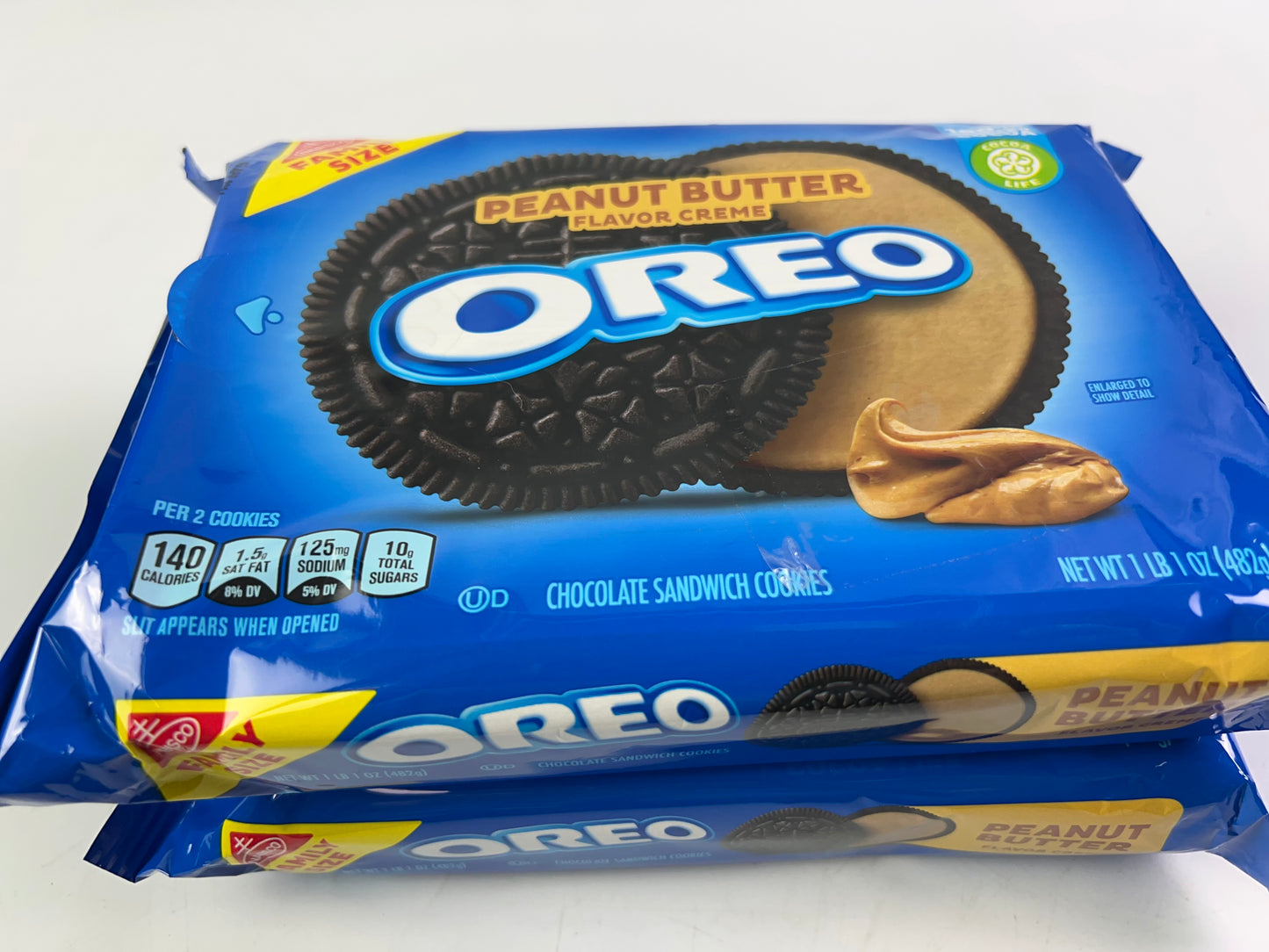 OREO Peanut Butter Creme Chocolate Sandwich Cookies, Family Size, 17 oz 2-Pack