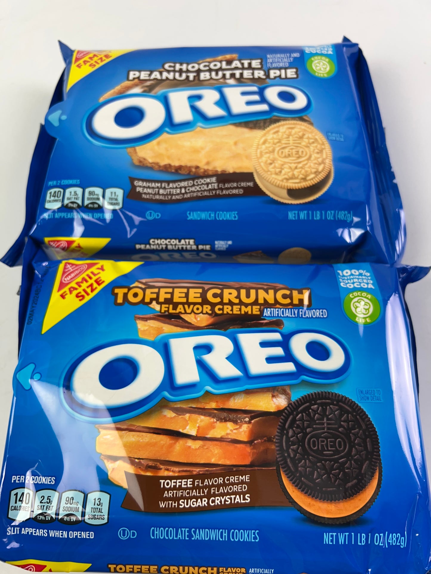 OREO Chocolate Peanut Butter Pie/ Toffee Crunch Sandwich Cookies, Family Size, 17 oz