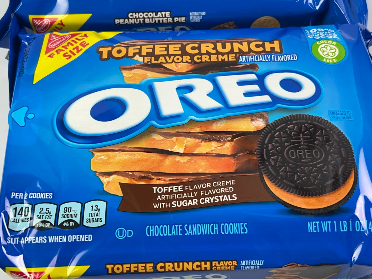 OREO Chocolate Peanut Butter Pie/ Toffee Crunch Sandwich Cookies, Family Size, 17 oz