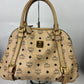 MCM Visetos Leather Top Handle Alma Bag Beige/Black H3857