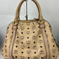 MCM Visetos Leather Top Handle Alma Bag Beige/Black H3857